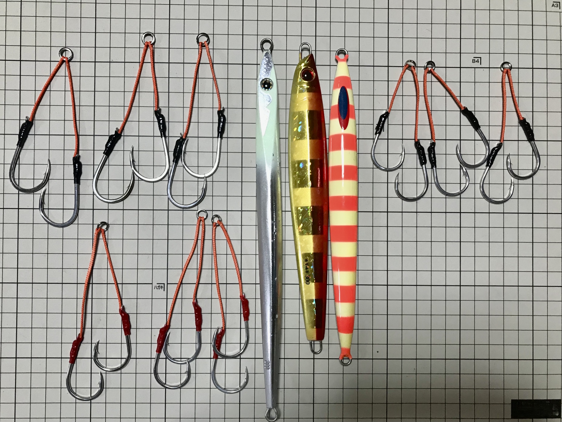 メタルジグとアシストフックいろいろ