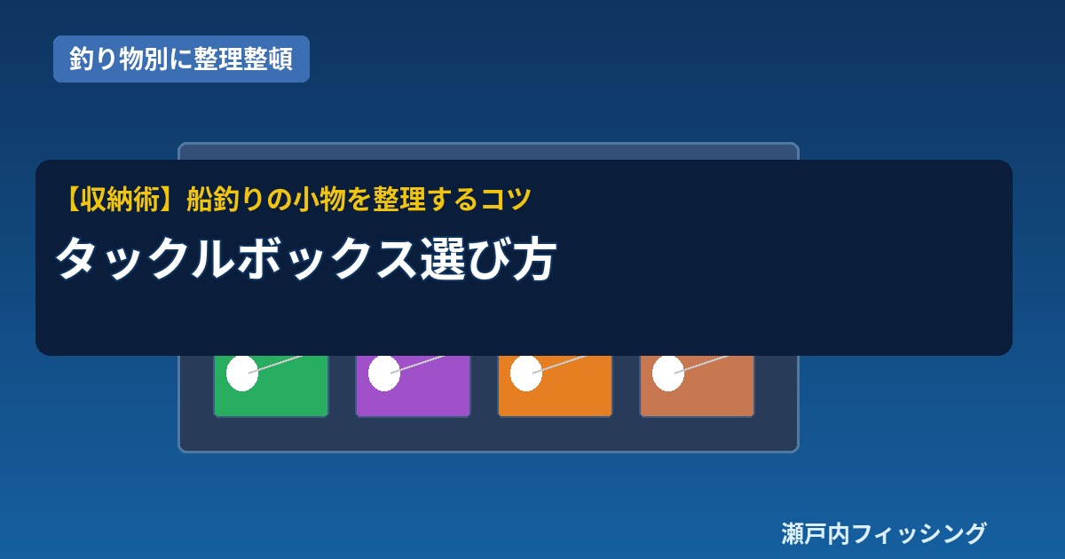 カラフルな仕切り付きタックルボックスのイラスト｜船釣り小物の整理収納術